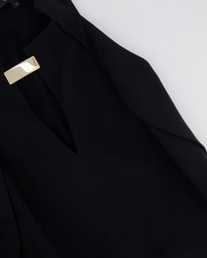 Gucci Black Silk Sleeveless Dress with Gold Logo Detail Size IT 38 (UK 6)