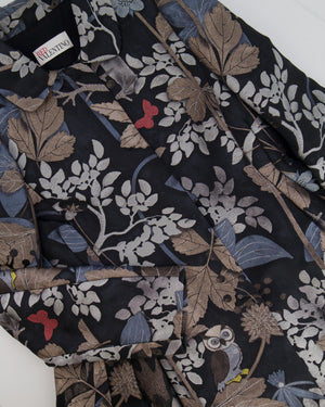 Red Valentino Black, Blue and Beige Floral Printed Coat Size IT 38 (UK 6)
