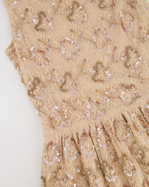 Red Valentino Beige Lace Mini Dress with Sequin Embellishments Size IT 40 (UK 8)