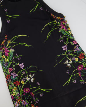 Gucci Black Silk Mini Floral Printed Dress with Gold Pearl Embellishments Size IT 38 (UK 6)