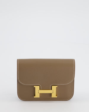 Hermès Constance Slim Belt Bag in Etoupe Evercolor Leather with Gold Hardware