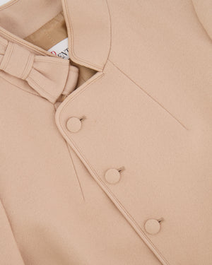 Red Valentino Beige Wool Coat with Bow Collar Detail Size IT 42 (UK 10)