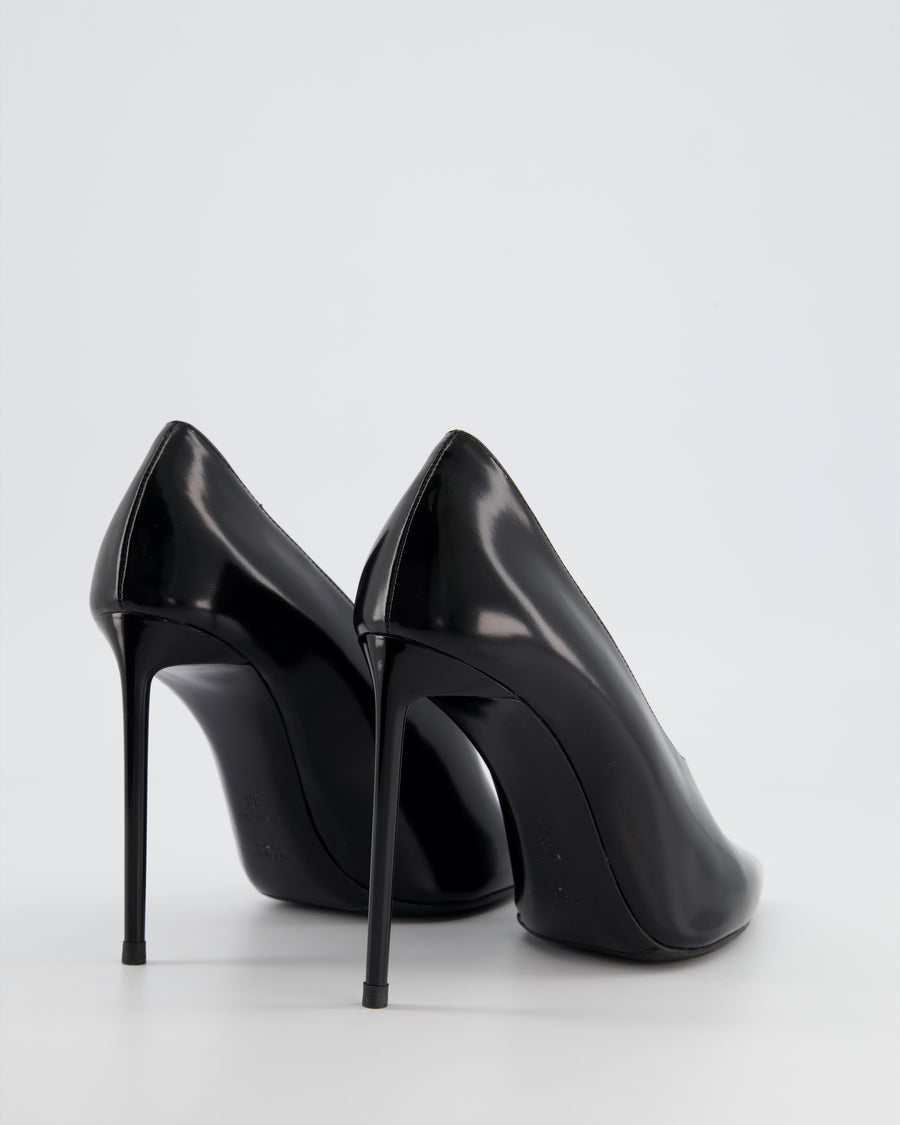 Saint Laurent Black Patent Leather Heels with Pointed Toe Detail Size EU 36