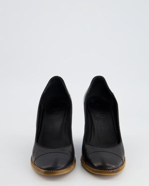 Chanel Black Wedges with Wooden Sole Detail Size EU 36