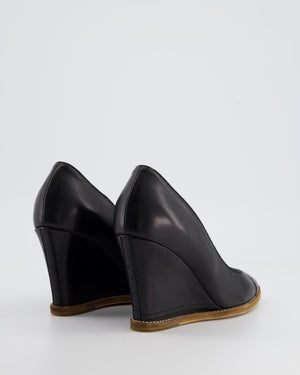 Chanel Black Wedges with Wooden Sole Detail Size EU 36