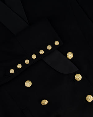 Balmain Black Longline Blazer Jacket with Gold Buttons FR 38 (UK 10)