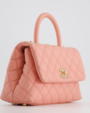 Chanel Small Pink Caviar Quilted Coco Flap Bag with Champagne Gold Hardware