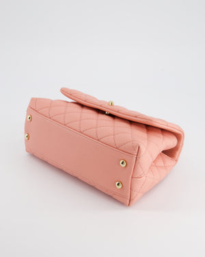 Chanel Small Pink Caviar Quilted Coco Flap Bag with Champagne Gold Hardware