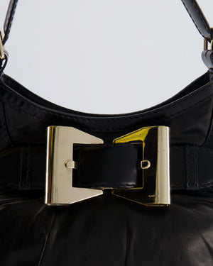 Gucci Black Leather Shoulder Bag with Champagne Gold Hardware