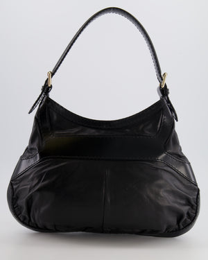 Gucci Black Leather Shoulder Bag with Champagne Gold Hardware