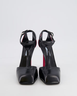 Prada Black and Deep Red Leather Ankle Strap Heels Size EU 39