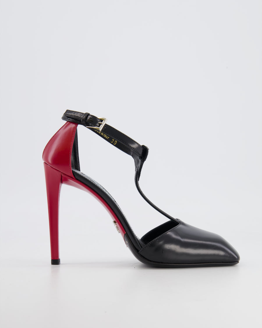 Louis Vuitton Black/Red Patent Leather Ankle Strap Sandals Size 39 Louis  Vuitton