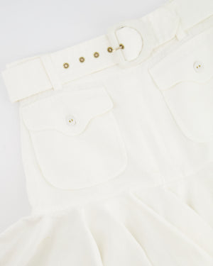 Zimmermann White Linen Mini Skirt with Belt Size 1 (UK 8)