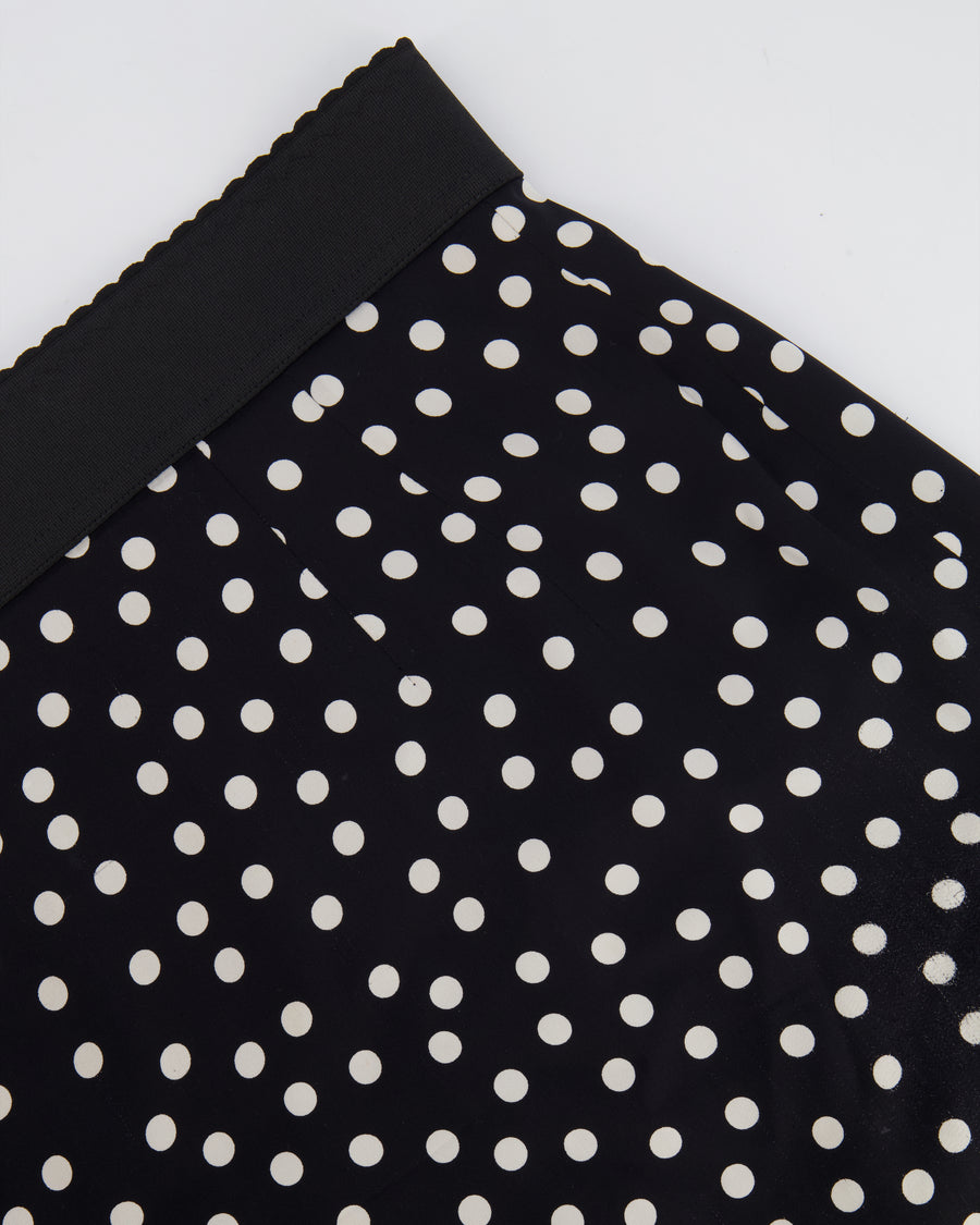 Dolce & Gabbana Black and White Polka Dot Silk Mini Skirt Size IT 40 (UK 8)
