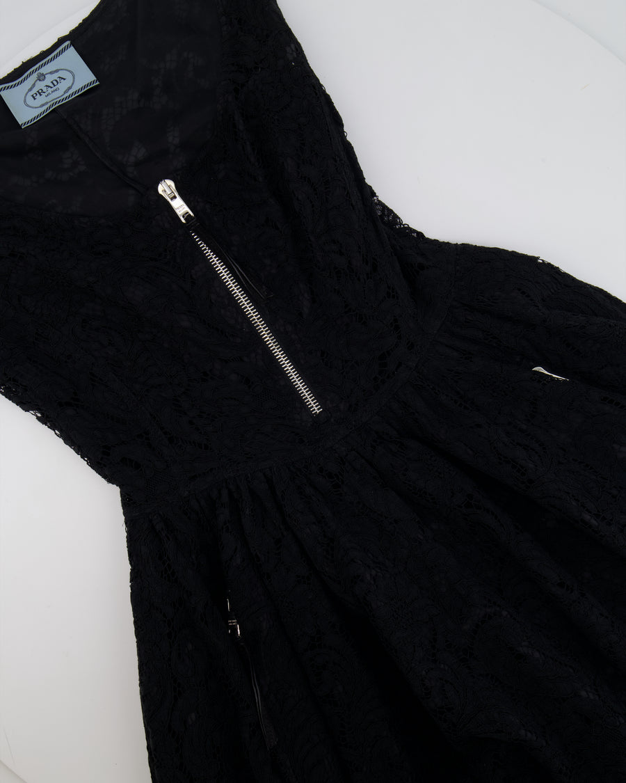 Prada Black Lace Mini Sleeveless Dress with Zip Detailing Size IT 42 (UK 10)