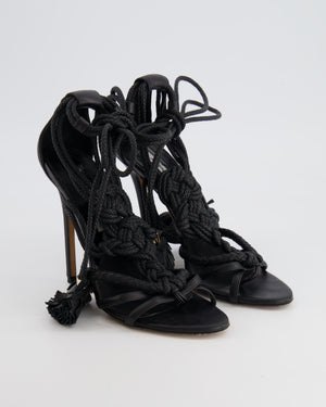Brian Atwood Black Rope Laced-Up Sandal Heels Size EU 39