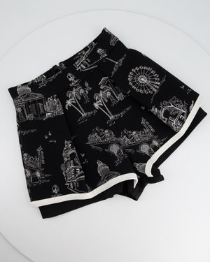 Maje Black, White Printed Embroidered Shorts Size FR 36 (UK 8)