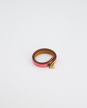 Hermès Mini Kelly Double Tour Bracelet in Rose Pop with Gold Hardware