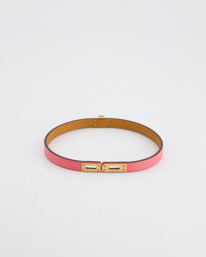 Hermès Mini Kelly Double Tour Bracelet in Rose Pop with Gold Hardware