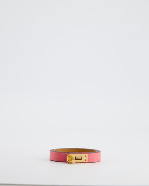 Hermès Mini Kelly Double Tour Bracelet in Rose Pop with Gold Hardware