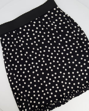 Dolce & Gabbana Black and White Polka Dot Silk Mini Skirt Size IT 40 (UK 8)