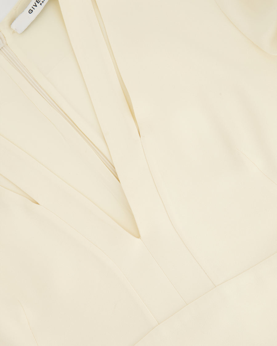 Givenchy Cream Long Sleeve Midi Dress with Frill Sleeve Detail Size FR 40 (UK 12)