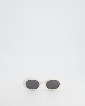 *HOT* Celine White Round Triomphe 1 Sunglasses in Acetate with Black Lens