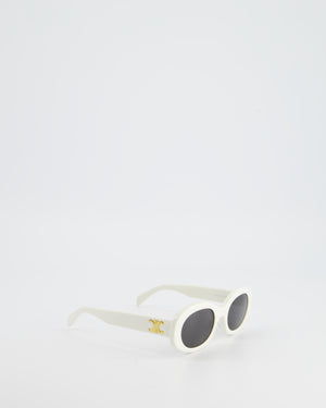 *HOT* Celine White Round Triomphe 1 Sunglasses in Acetate with Black Lens