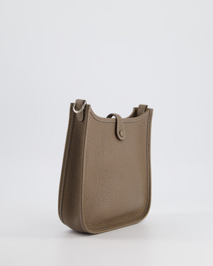 Hermès Mini Evelyne Bag in Etoupe Togo Leather with Palladium Hardware