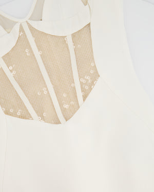 David Koma White Sequin Panelled Maxi Dress with Size UK 12