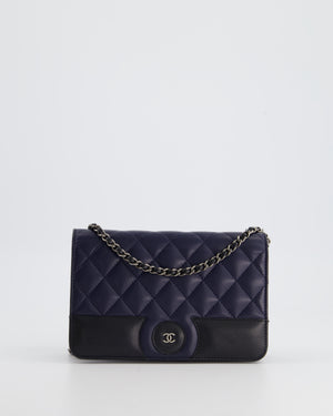 FIRE PRICE* Chanel Navy and Black Lambskin Leather Wallet on Chain