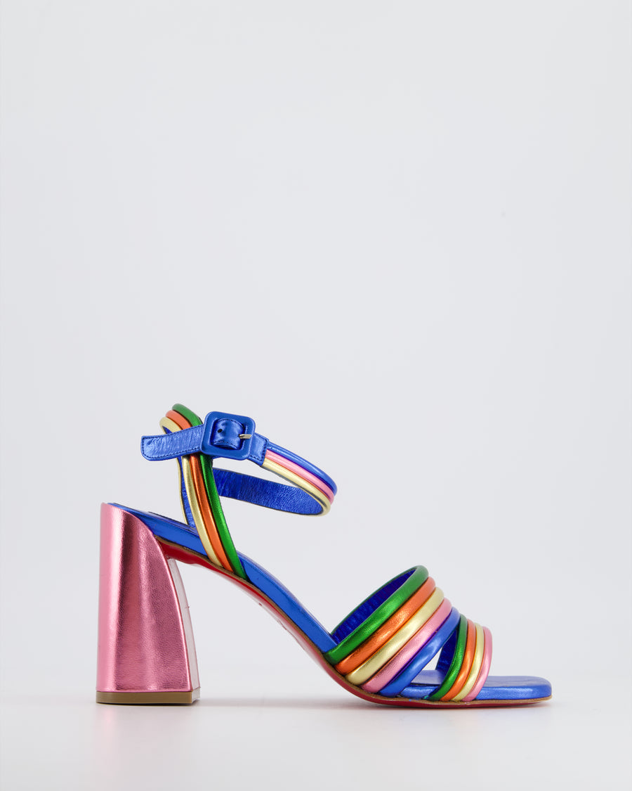 Christian Louboutin Rainbow Metallic Block Heel Sandals Size EU 38