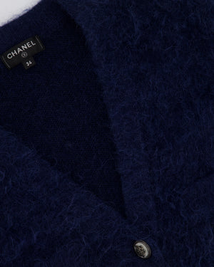 *HOT* Chanel Navy Cashmere and Alpaca Cardigan with Crystal Buttons Detail Size FR 34 (UK 6-8)