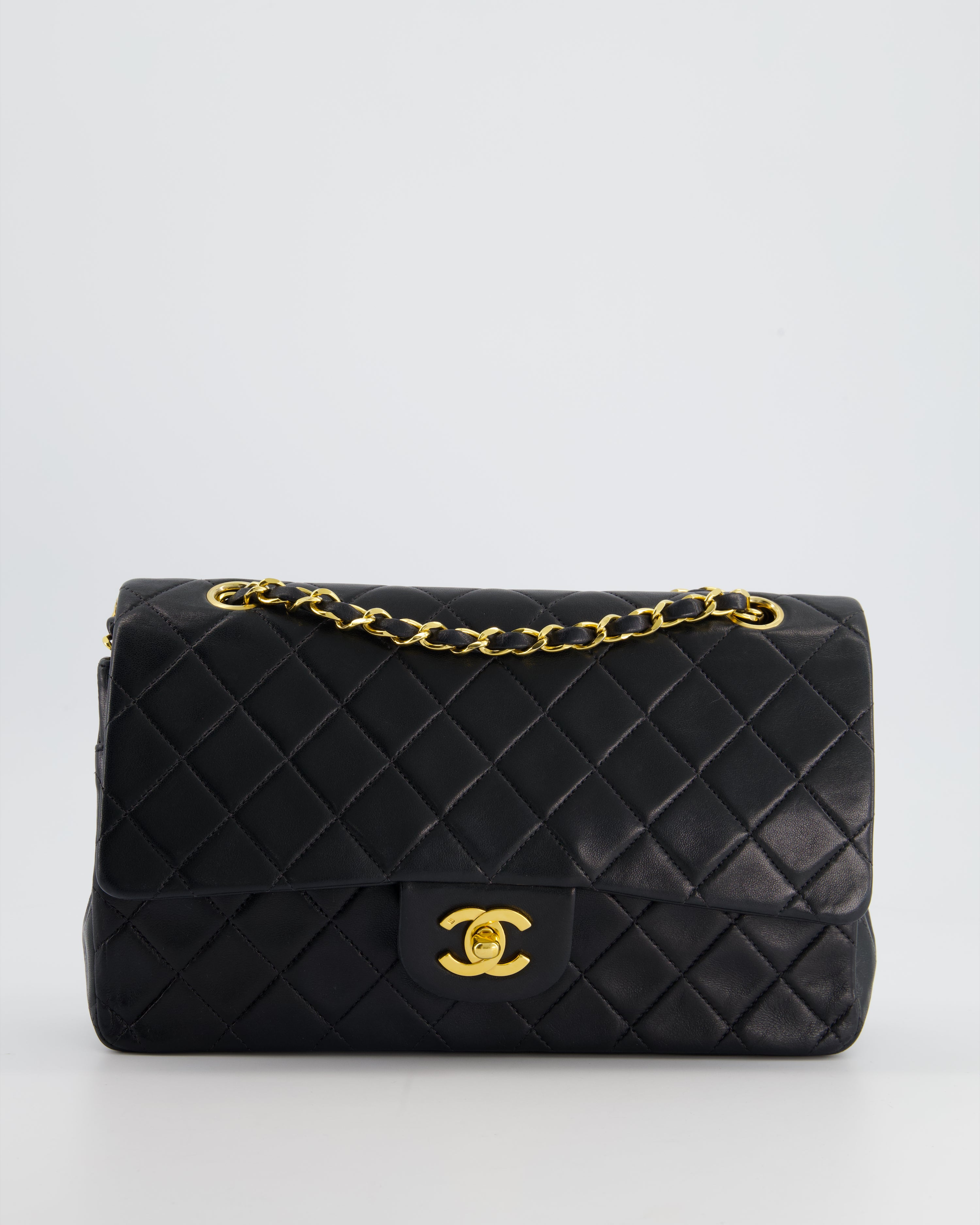 Chanel Vintage Black Classic Medium Double Flap in Lambskin with 24K G –  Sellier