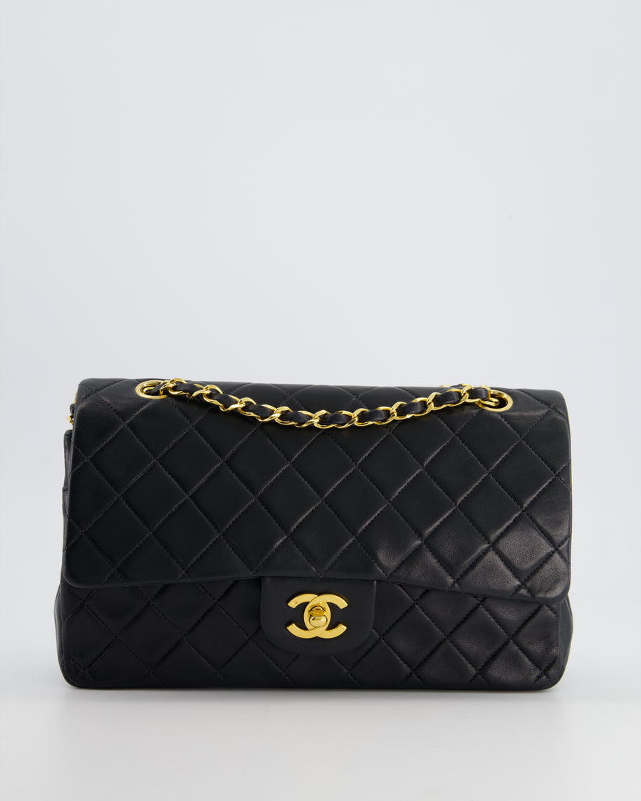 Chanel Vintage Black Classic Medium Double Flap in Lambskin with 24K G –  Sellier