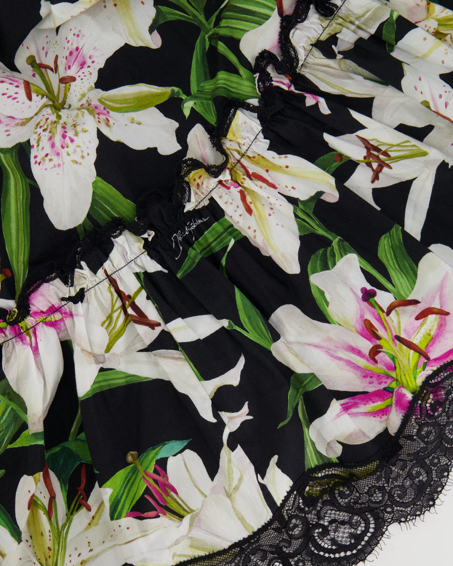 Dolce & Gabanna Black Floral Mini Dress with Lace Details Size IT 42 (UK 10)