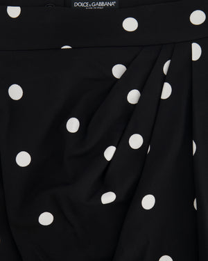 Dolce & Gabbana Black and White Polka Dot Draped Skirt Size M (UK 10)