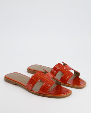 Hermès Sanguine Crocodile Oran Sandal Size EU 36