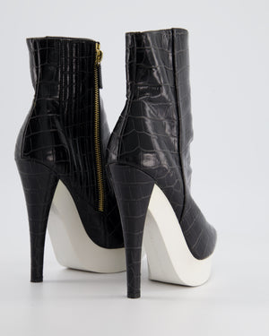 Stella McCartney Black Python Effect with White Rubber Platform Ankle Boot Size EU 35.5