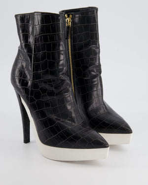 Stella McCartney Black Python Effect with White Rubber Platform Ankle Boot Size EU 35.5