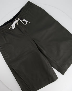 Louis Vuitton Dark Olive Green Leather Long Shorts Size FR 34 (UK 6)