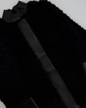 Acne Studios Black Velocite Shearling Coat with Leather Trim Detail UK 8 RRP £2650