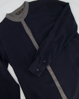 Loro Piana Navy and Grey Button-Up Shirt Size IT 38 (UK 6)