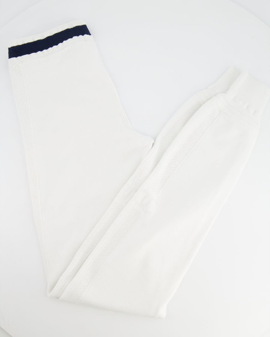Chanel White Jogger Pants with Navy Waistband Detail FR 38 (UK 10)