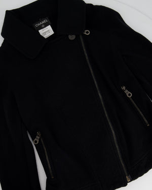 Chanel Black Cashmere Blazer with Quilted Detail Size FR 38 (UK 10)