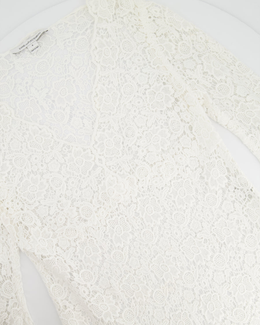 Diane Von Furstenberg White Crochet Beach Dress Size US 6 (UK 8)