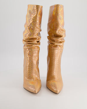 Paris Texas Pink Rainbow Metallic Python Leather Heeled Boots Size EU 40