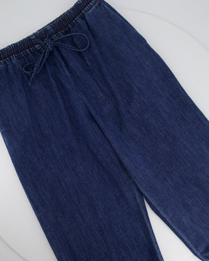 Valentino Blue Denim Wide Leg Trousers with Elasticated Waist  Size FR 38 (UK 10)