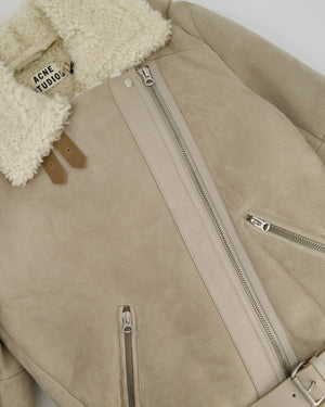 Acne Studios Grey Suede and Shearling Oversized Aviator Jacket RRP £1900 Size FR 34 (UK 6)