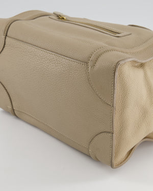Celine Beige Mini Luggage Handbag in Grained Calfskin with Gold Hardware